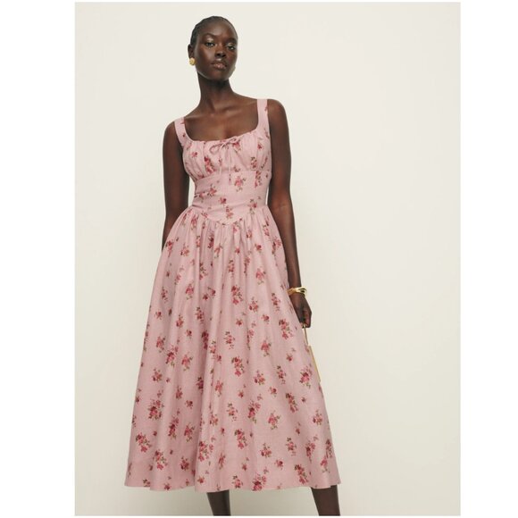 Reformation Balia Linen Dress in TeaTime - Picture 1 of 13